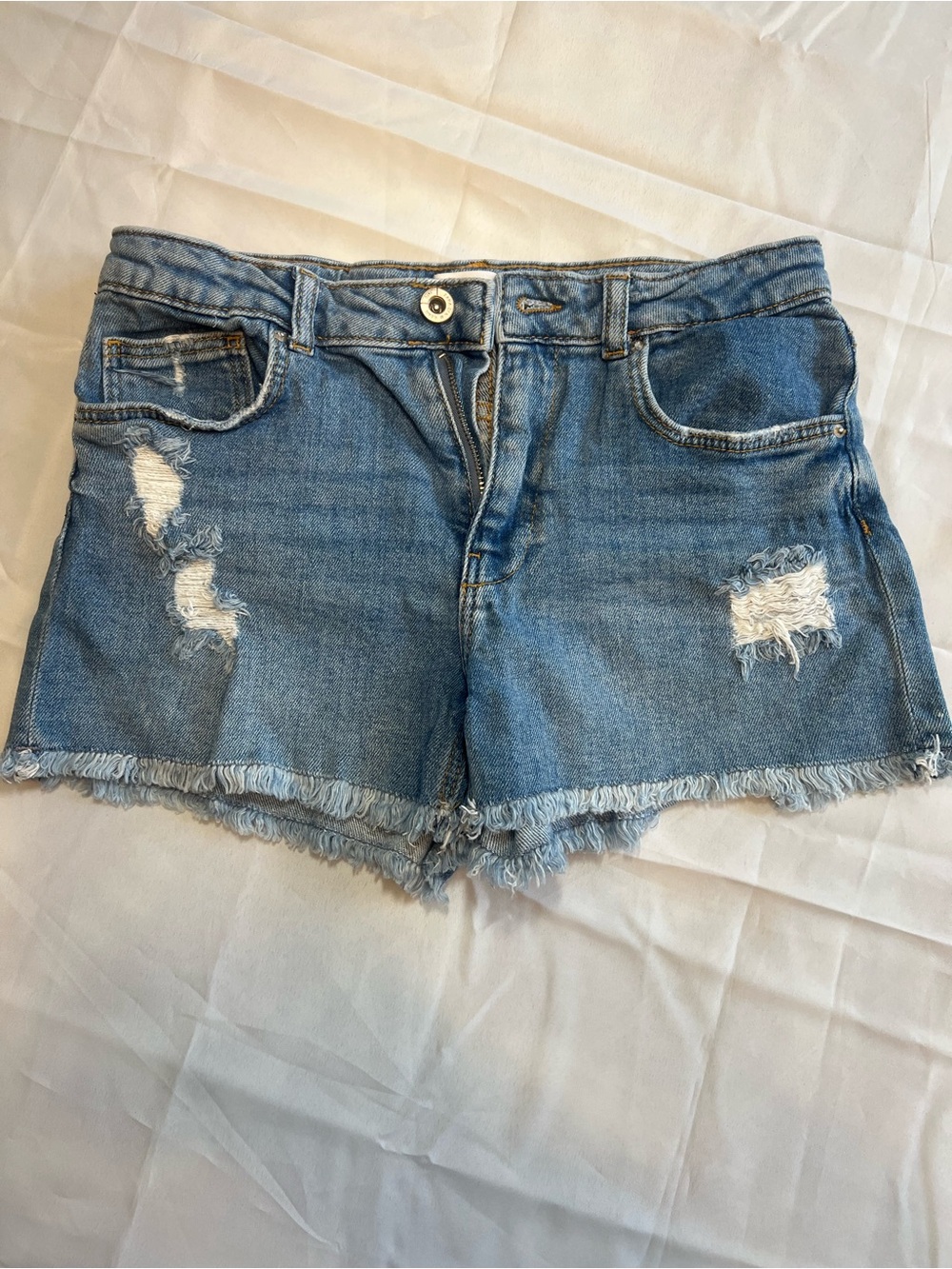 Zara Blue Distressed Denim Cutoff Shorts
